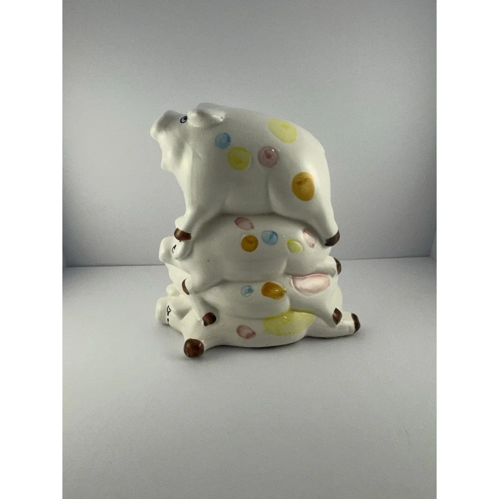 4 Pigs Pyramid - Ceramic Polka Dot Coin Piggy Bank 8